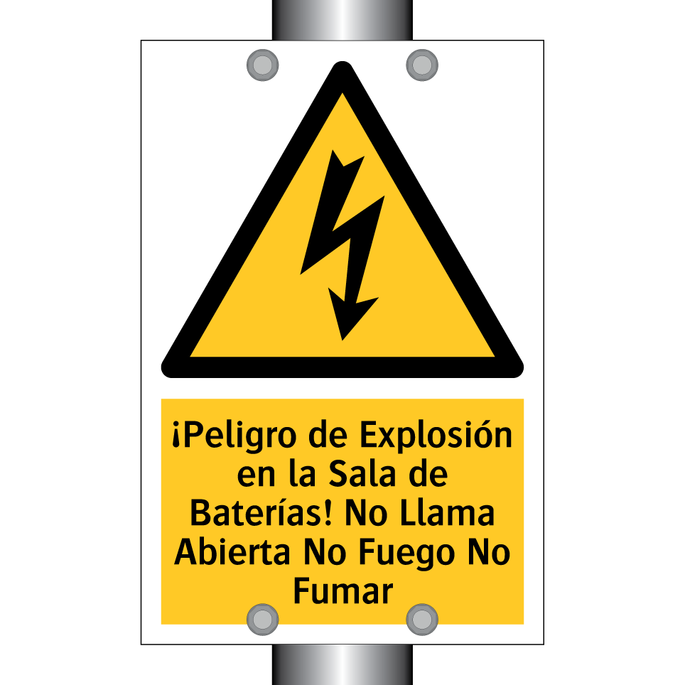 ¡Peligro de Explosión en la Sala de Baterías! No Llama Abierta No Fuego No Fumar