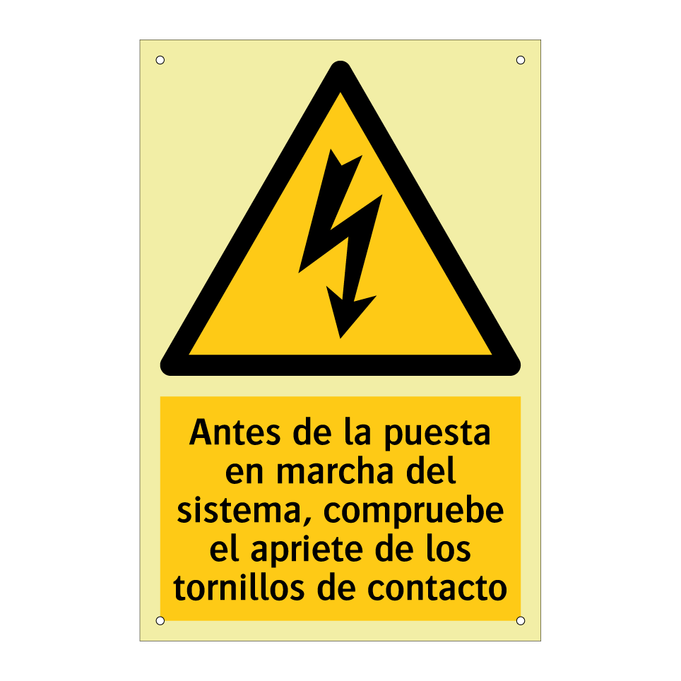 Antes de la puesta en marcha del sistema, compruebe el apriete de los tornillos de contacto