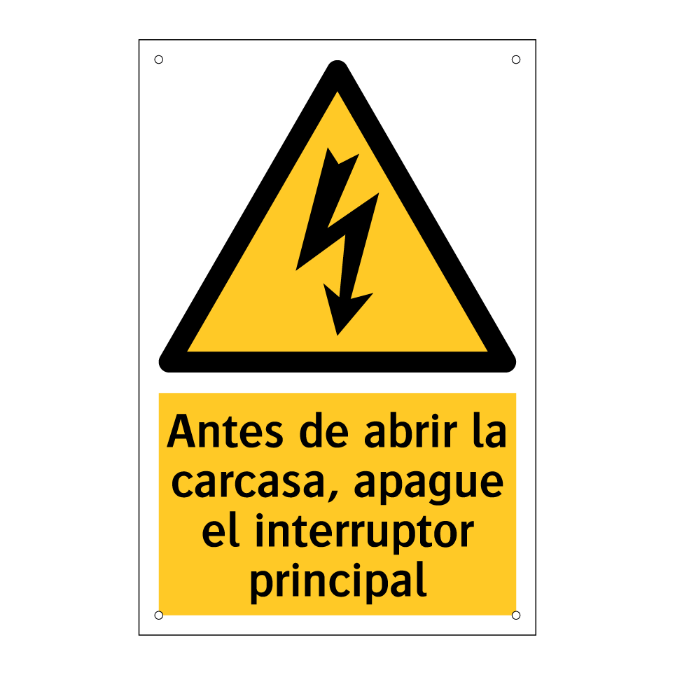 Antes de abrir la carcasa, apague el interruptor principal