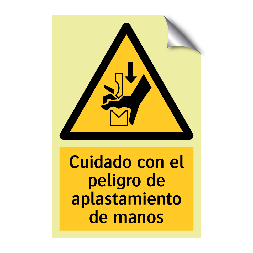 Cuidado con el peligro de aplastamiento de manos
