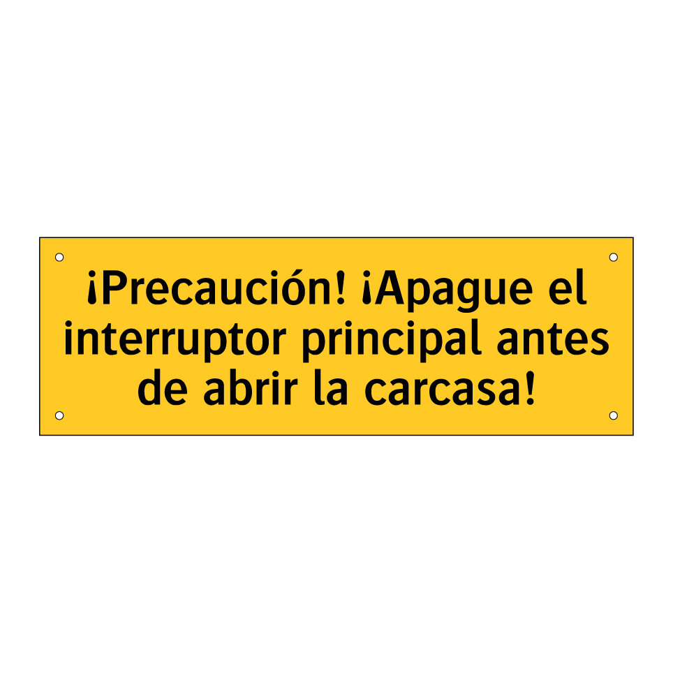 ¡Precaución! ¡Apague el interruptor principal antes de abrir la carcasa!