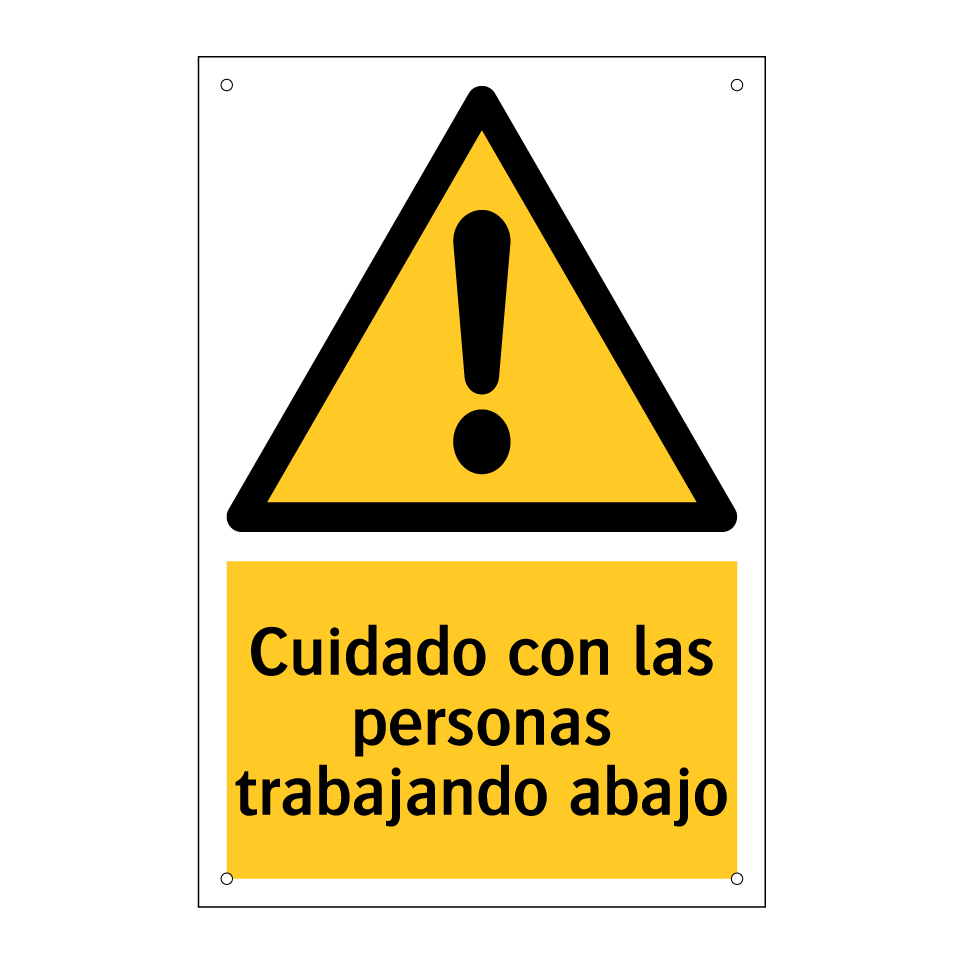 Cuidado con las personas trabajando abajo
