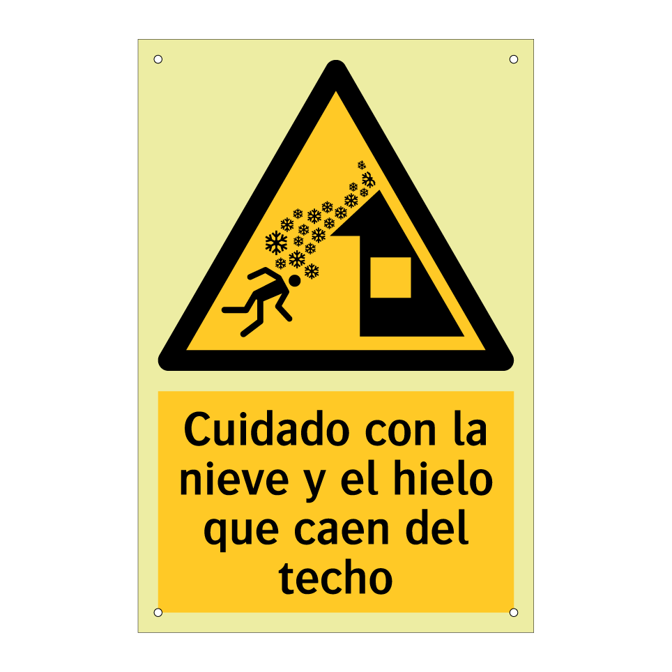 Cuidado con la nieve y el hielo que caen del techo