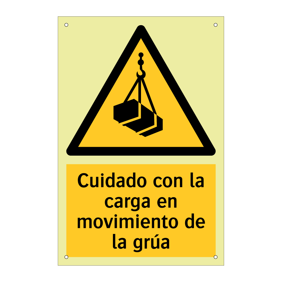 Cuidado con la carga en movimiento de la grúa