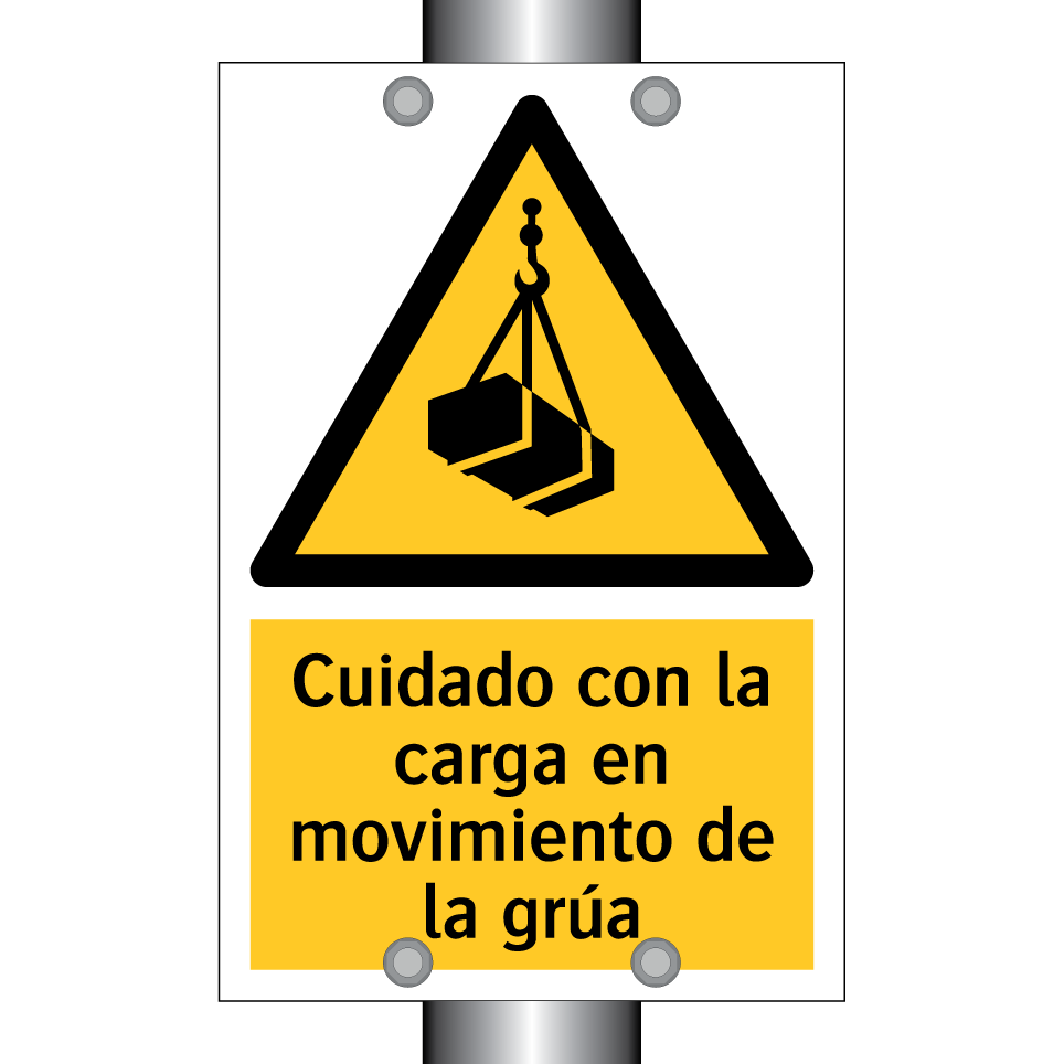 Cuidado con la carga en movimiento de la grúa