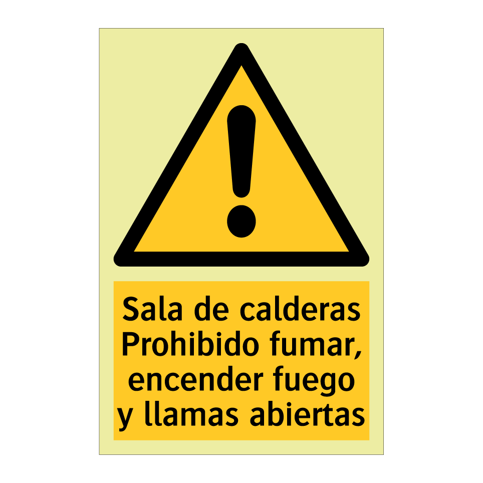 Sala de calderas Prohibido fumar, encender fuego y llamas abiertas