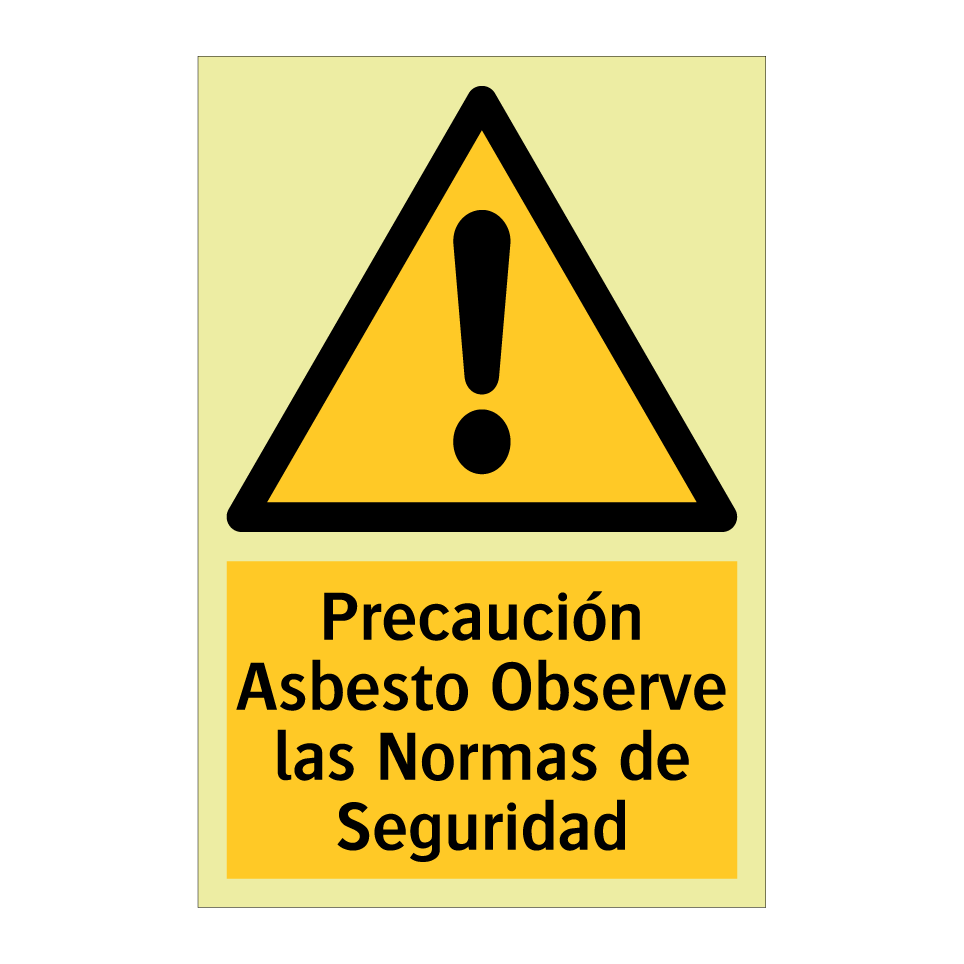 Precaución Asbesto Observe las Normas de Seguridad