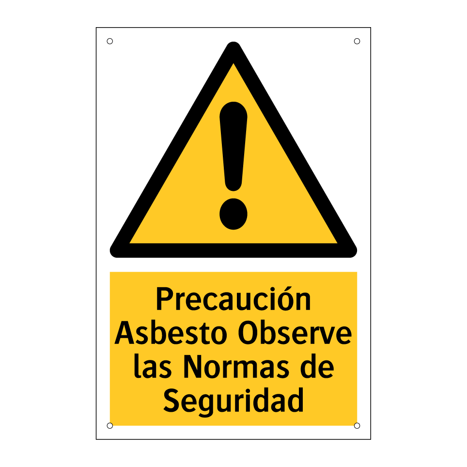 Precaución Asbesto Observe las Normas de Seguridad