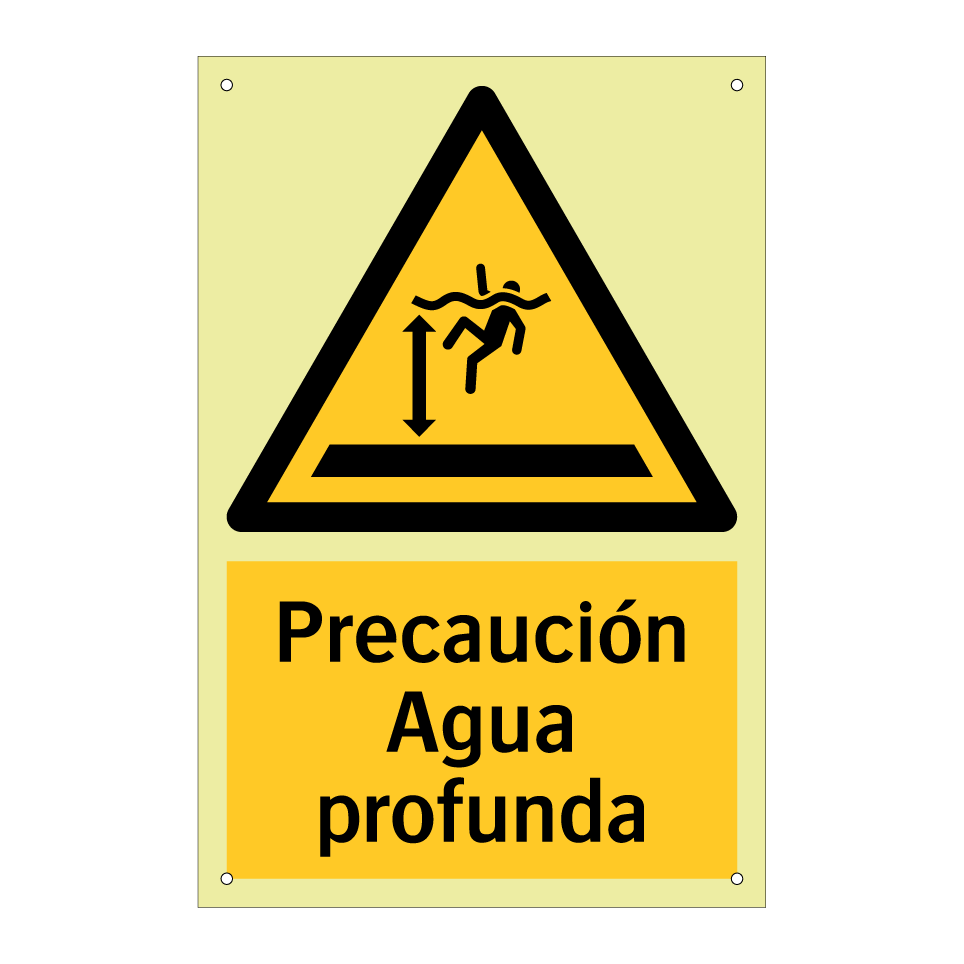 Precaución Agua profunda