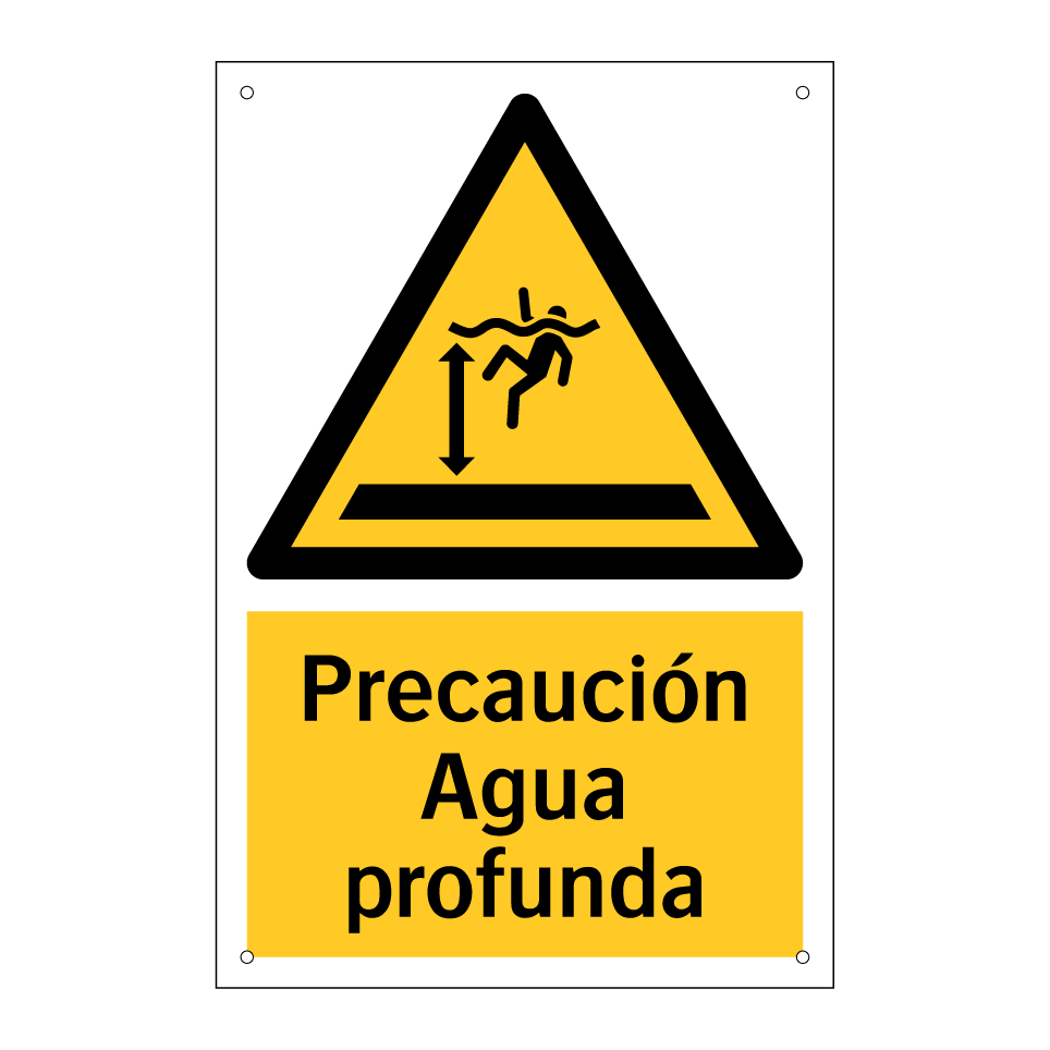 Precaución Agua profunda