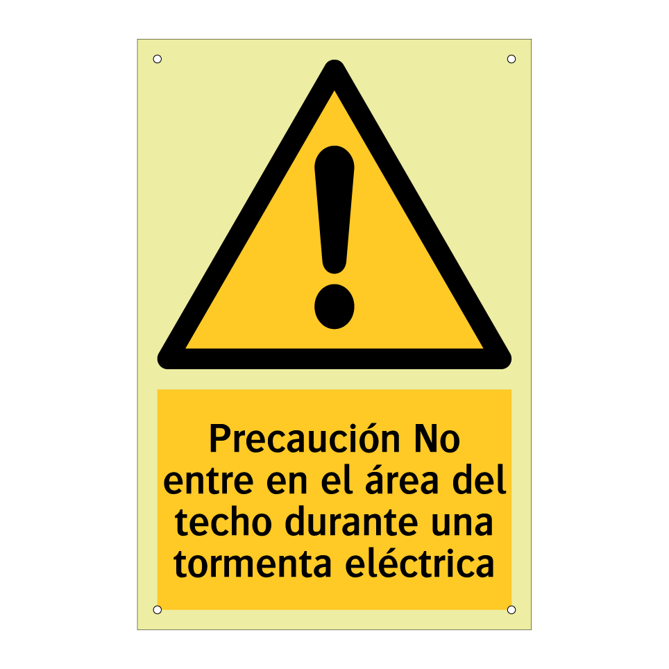 Precaución No entre en el área del techo durante una tormenta eléctrica