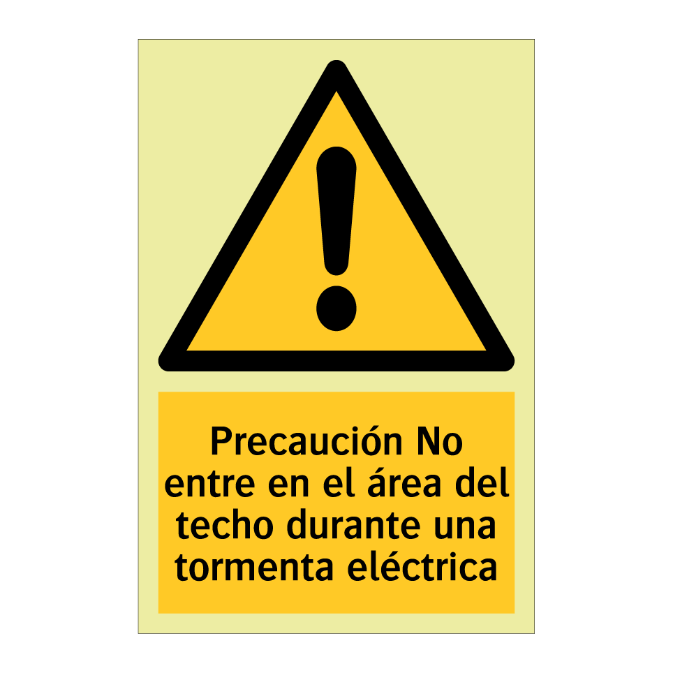 Precaución No entre en el área del techo durante una tormenta eléctrica