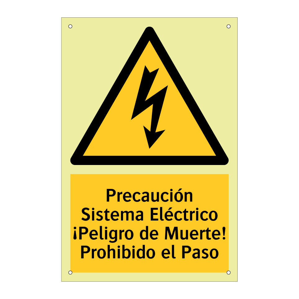 Precaución Sistema Eléctrico ¡Peligro de Muerte! Prohibido el Paso