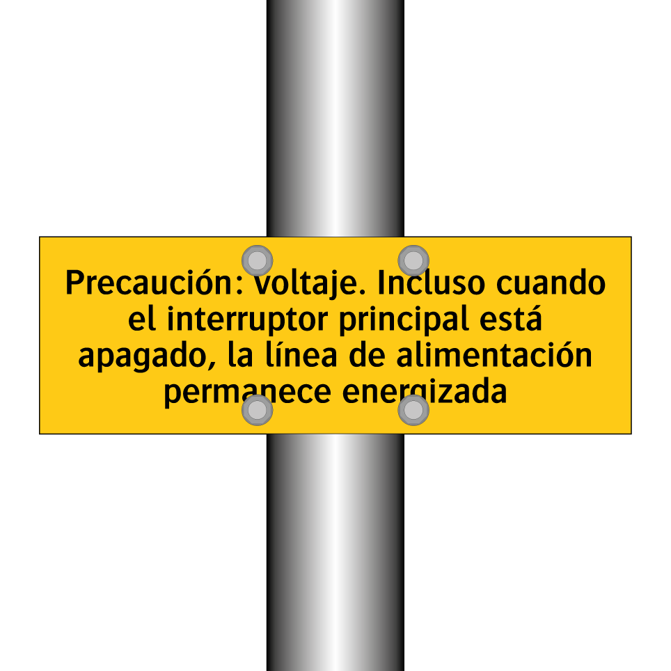 Precaución: voltaje. Incluso cuando el interruptor principal está apagado, la línea de alimentación permanece energizada