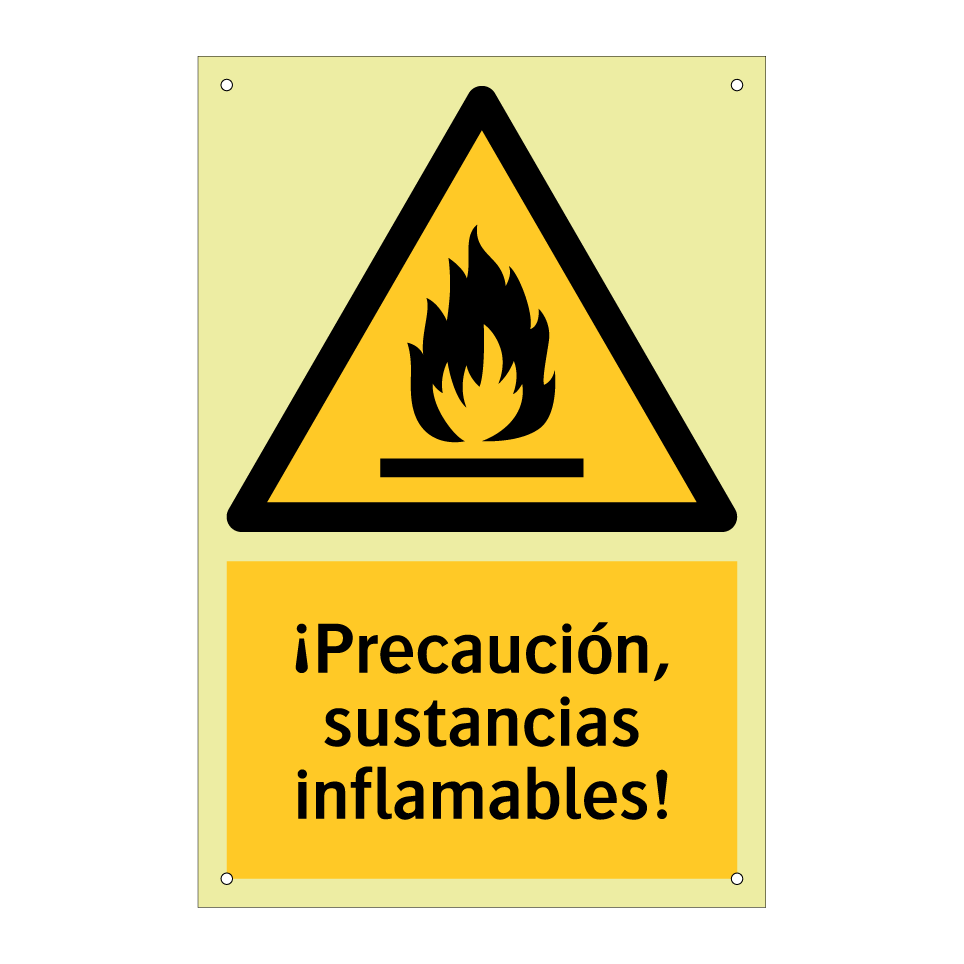 ¡Precaución, sustancias inflamables!