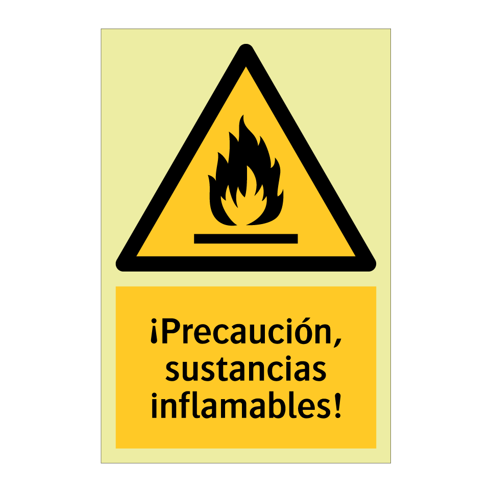 ¡Precaución, sustancias inflamables!