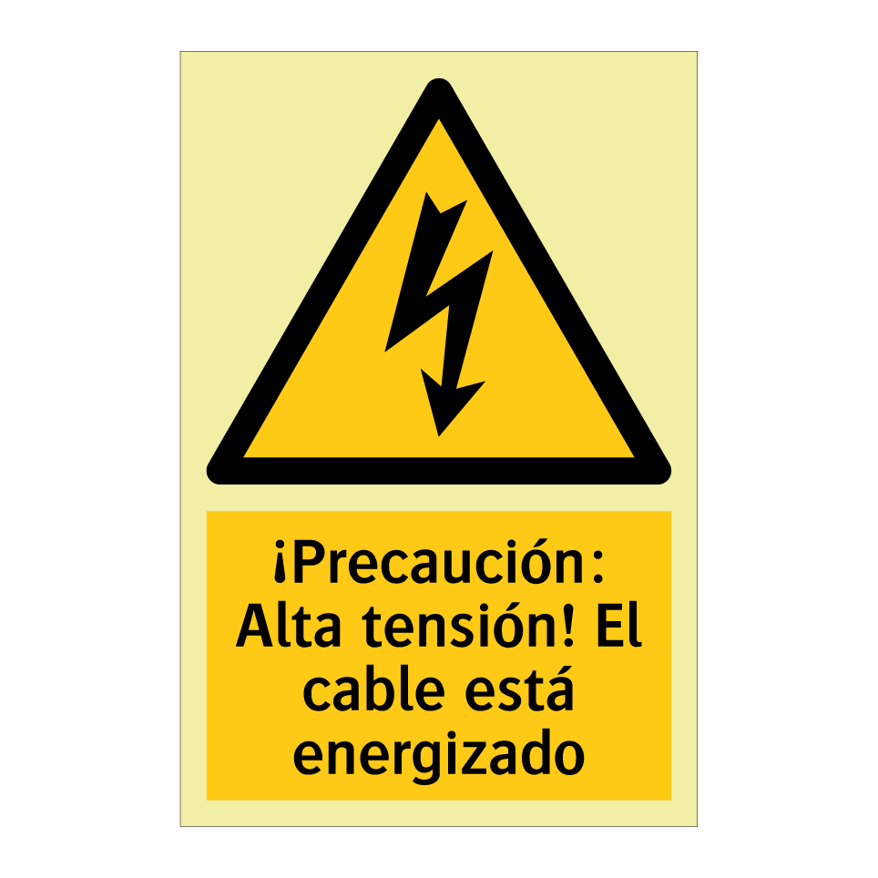 ¡Precaución: Alta tensión! El cable está energizado