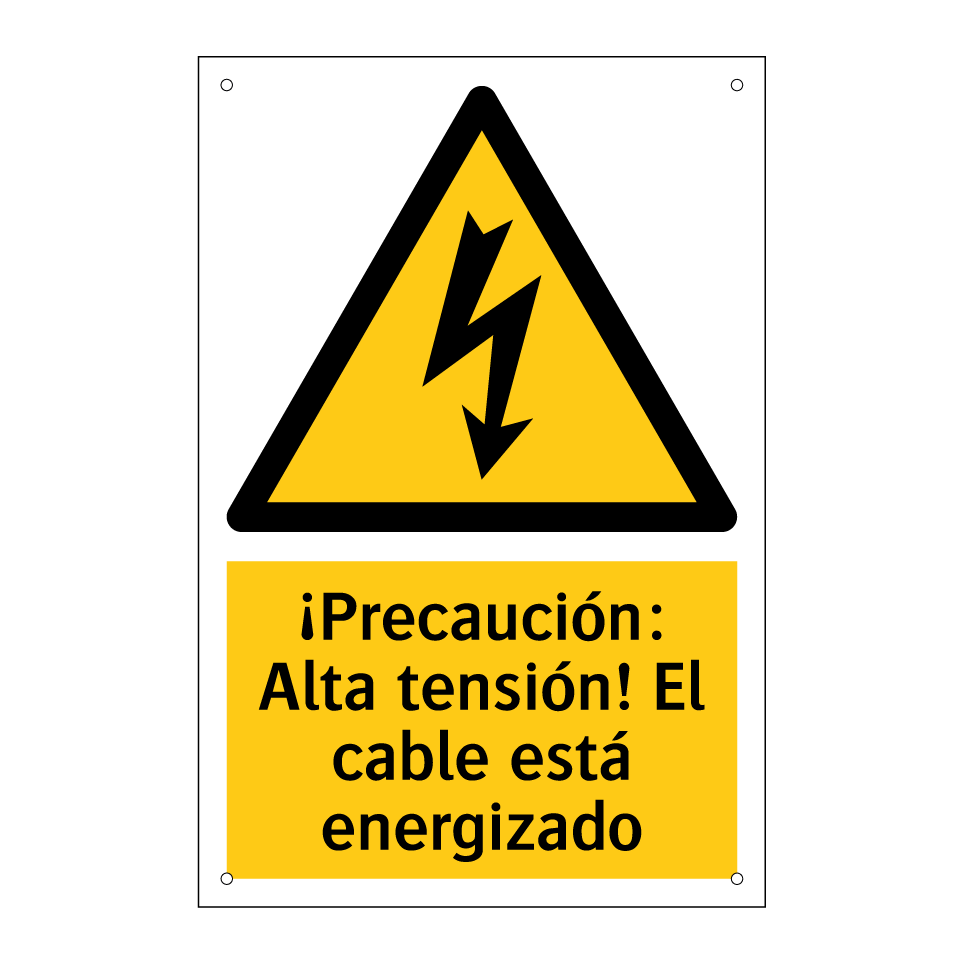 ¡Precaución: Alta tensión! El cable está energizado