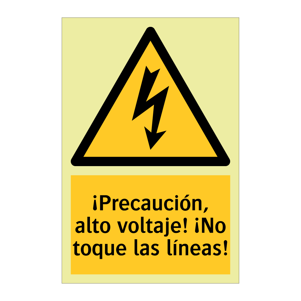 ¡Precaución, alto voltaje! ¡No toque las líneas!