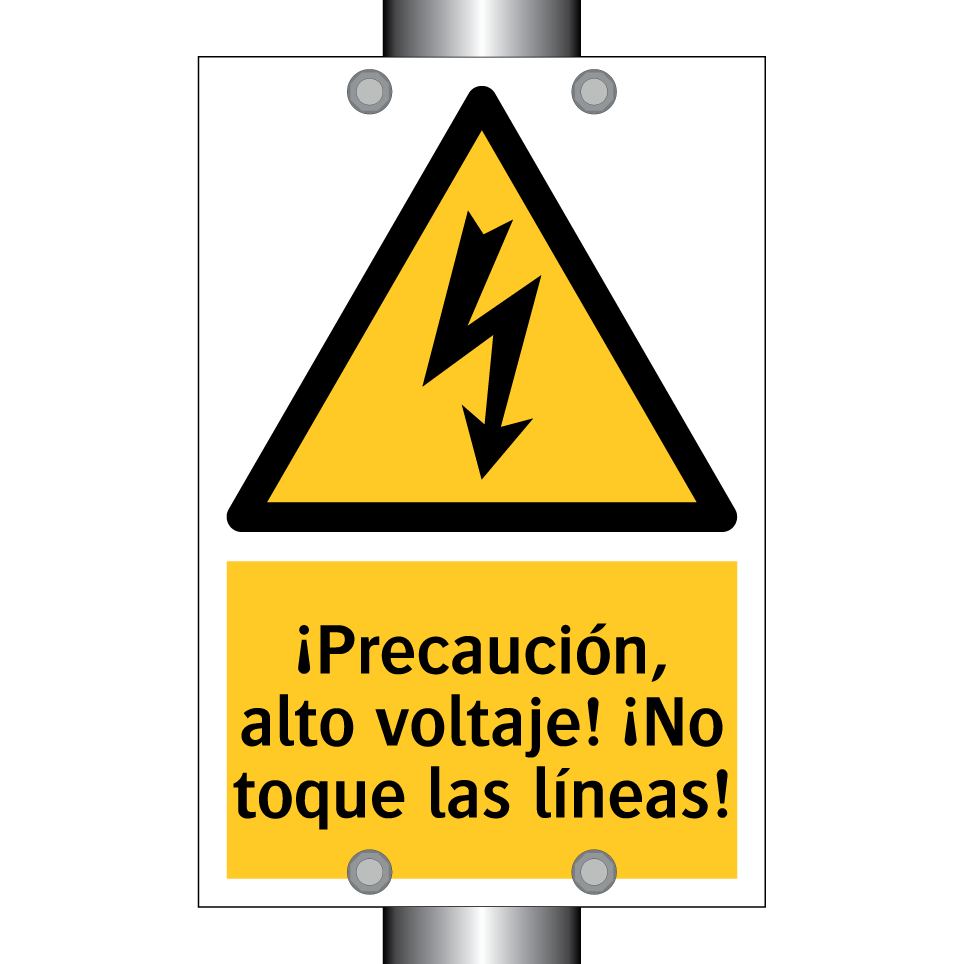 ¡Precaución, alto voltaje! ¡No toque las líneas!