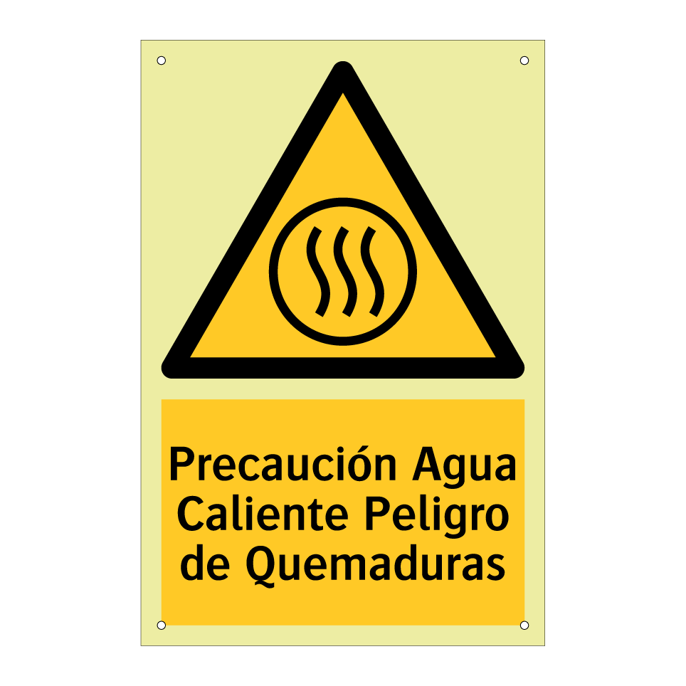 Precaución Agua Caliente Peligro de Quemaduras