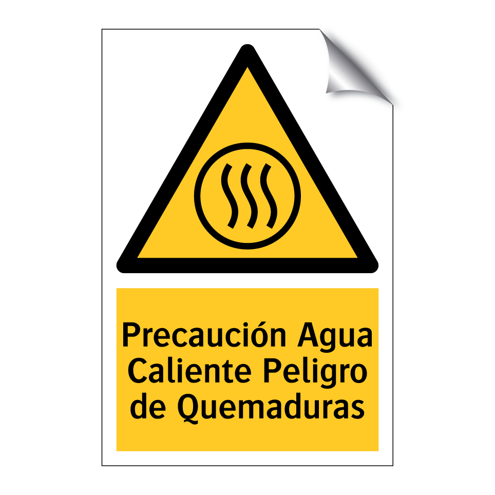 Precaución Agua Caliente Peligro de Quemaduras