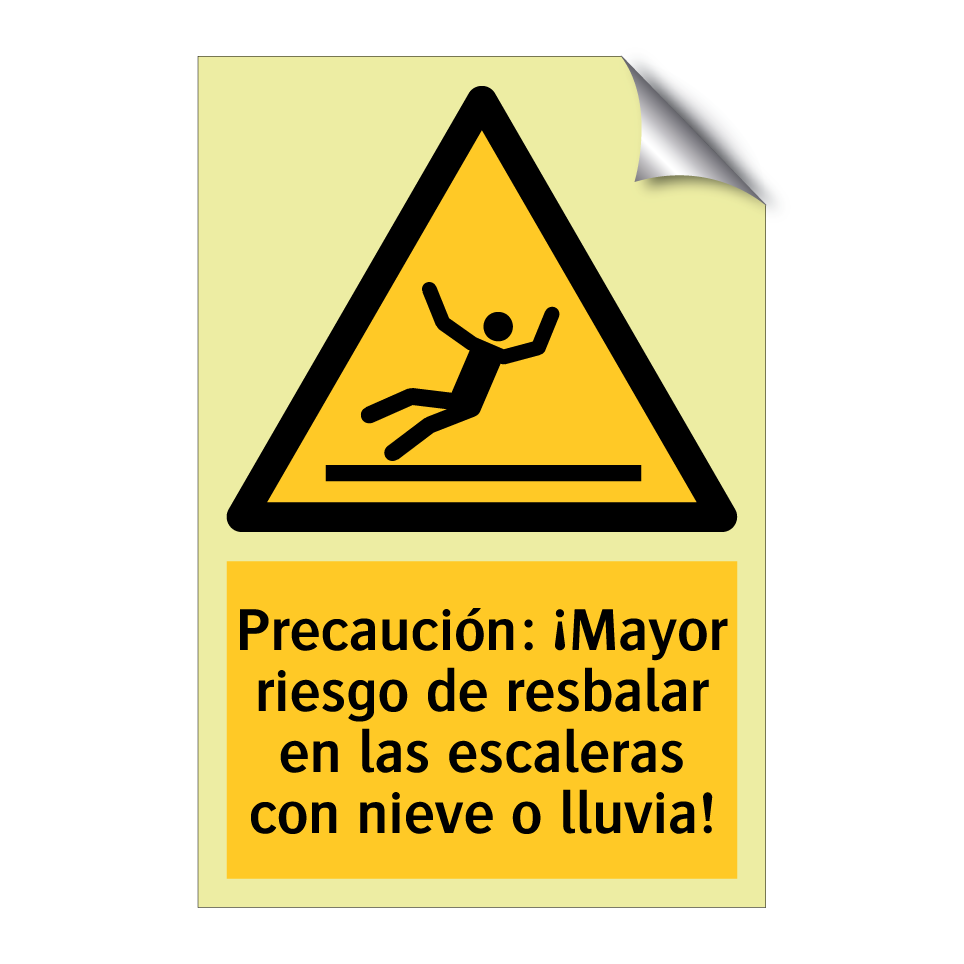 Precaución: ¡Mayor riesgo de resbalar en las escaleras con nieve o lluvia!
