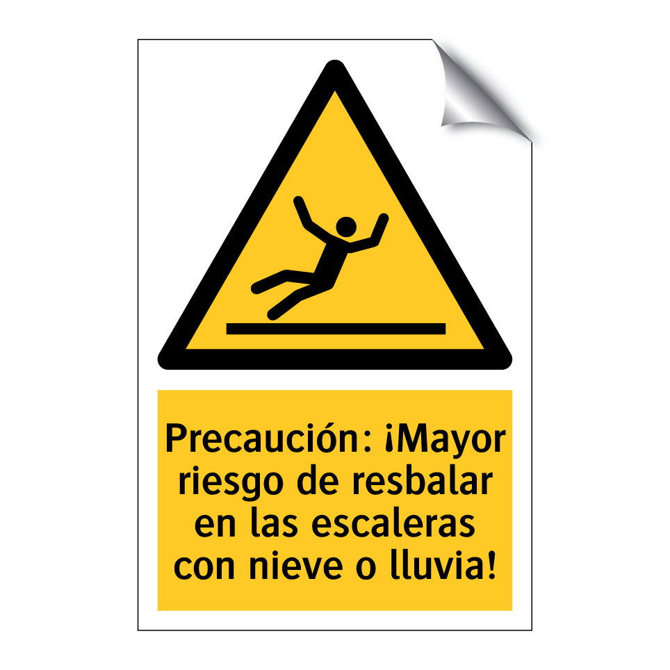 Precaución: ¡Mayor riesgo de resbalar en las escaleras con nieve o lluvia!