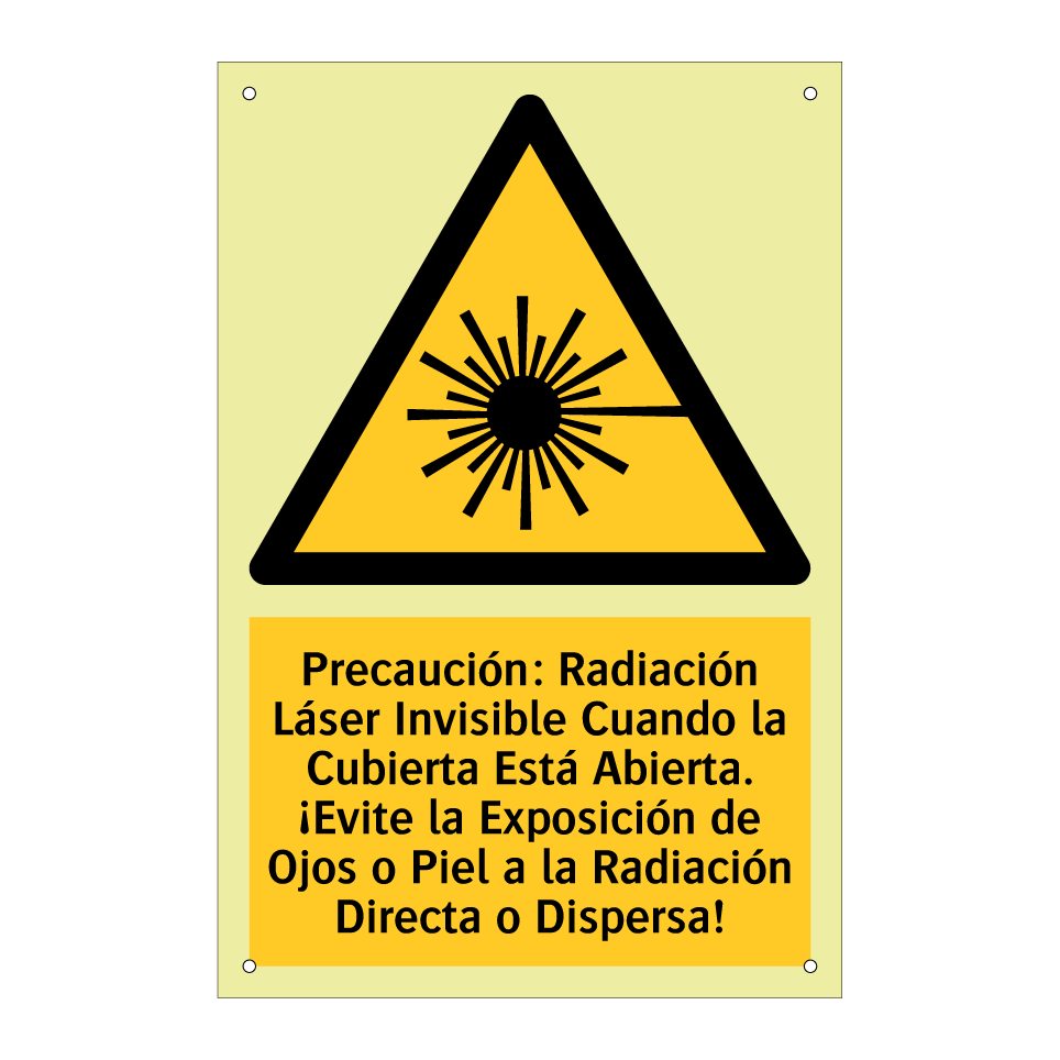 Precaución: Radiación Láser Invisible Cuando la Cubierta Está Abierta. ¡Evite la Exposición de Ojos o Piel a la Radiación Directa o Dispersa!