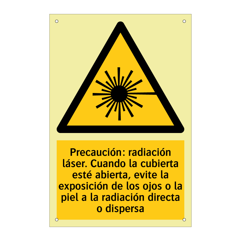 Precaución: radiación láser. Cuando la cubierta esté abierta, evite la exposición de los ojos o la piel a la radiación directa o dispersa