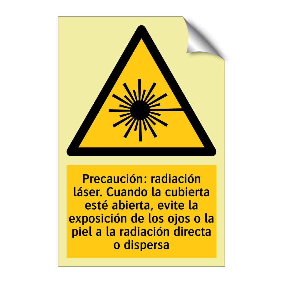 Precaución: radiación láser. Cuando la cubierta esté abierta, evite la exposición de los ojos o la piel a la radiación directa o dispersa