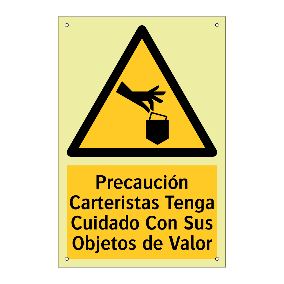 Precaución Carteristas Tenga Cuidado Con Sus Objetos de Valor