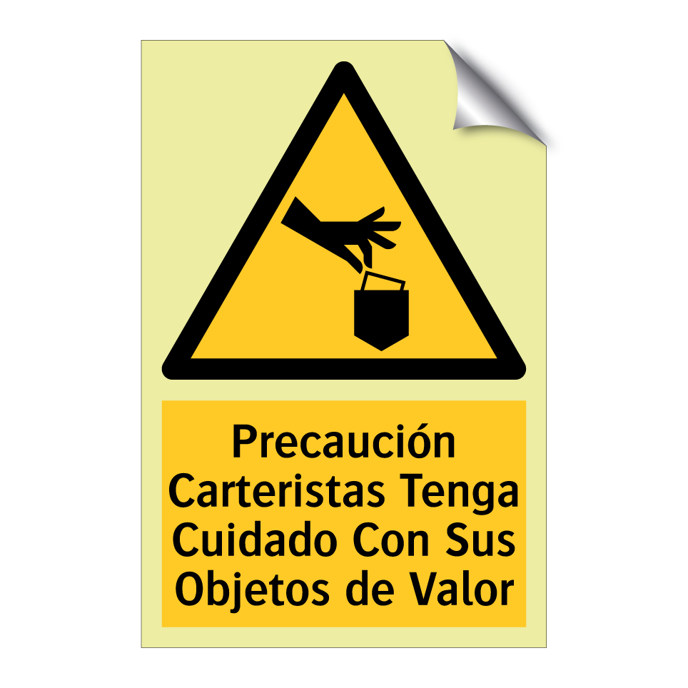 Precaución Carteristas Tenga Cuidado Con Sus Objetos de Valor