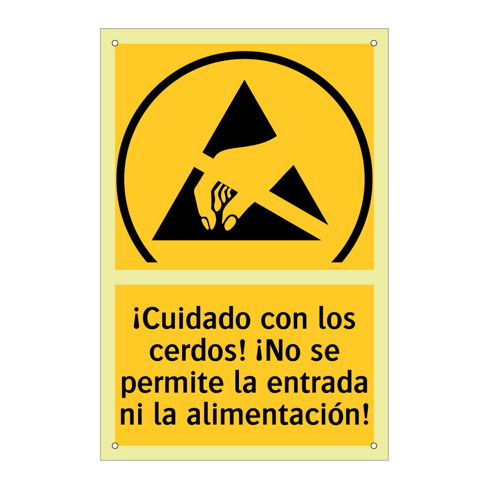 ¡Cuidado con los cerdos! ¡No se permite la entrada ni la alimentación!
