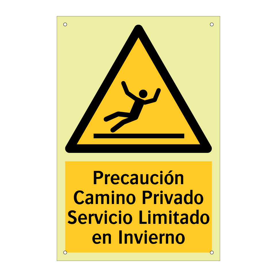 Precaución Camino Privado Servicio Limitado en Invierno