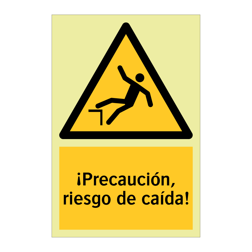 ¡Precaución, riesgo de caída!