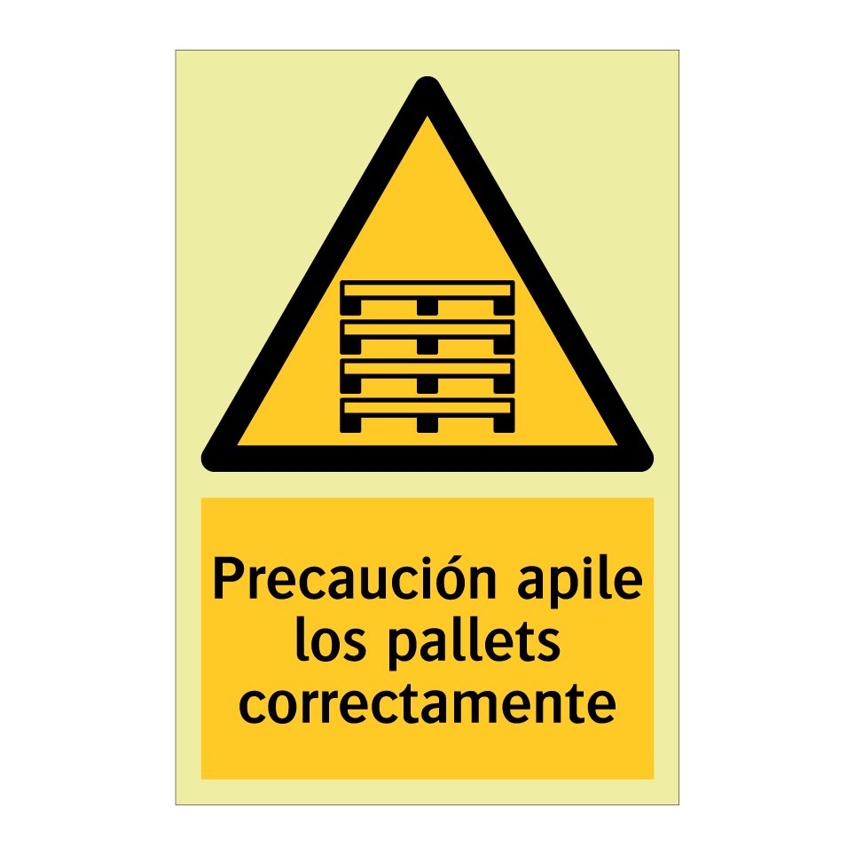 Precaución apile los pallets correctamente