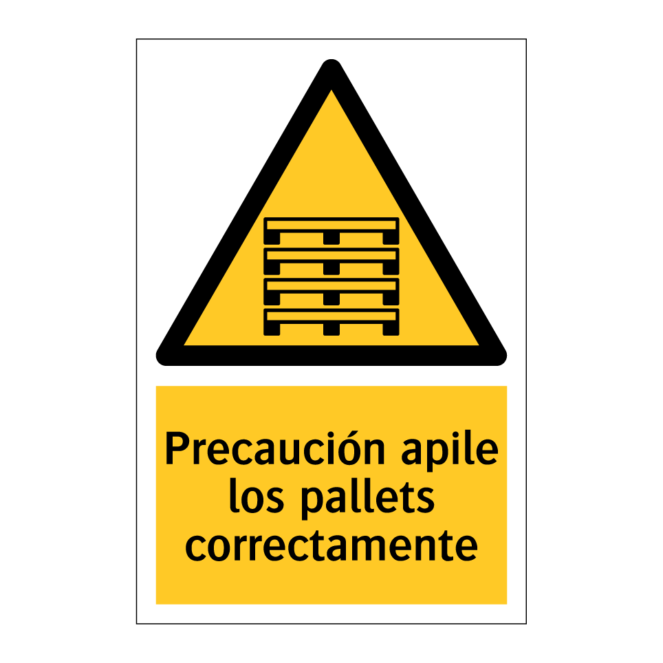 Precaución apile los pallets correctamente