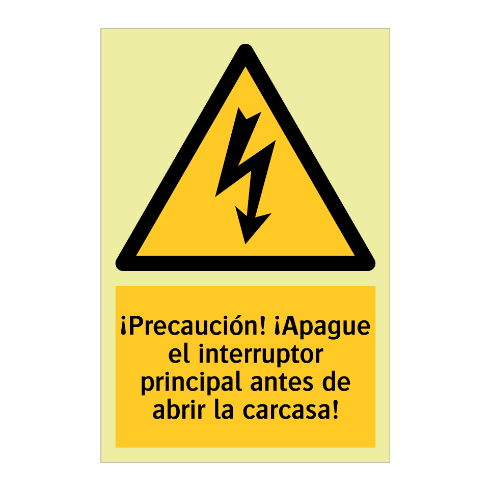 ¡Precaución! ¡Apague el interruptor principal antes de abrir la carcasa!