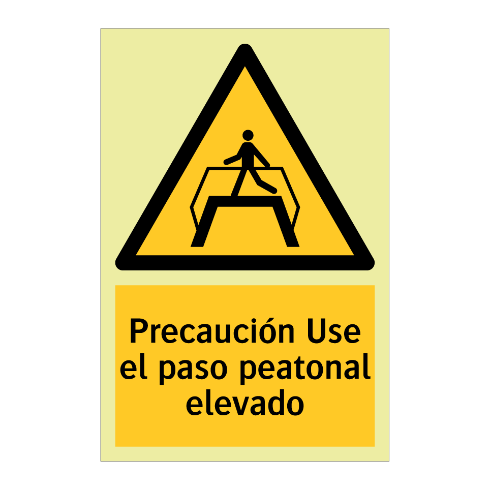 Precaución Use el paso peatonal elevado