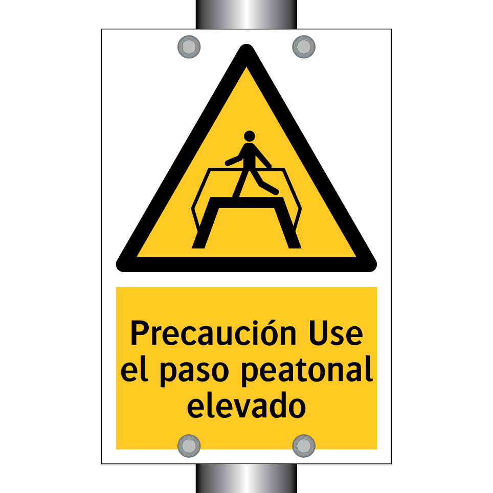 Precaución Use el paso peatonal elevado