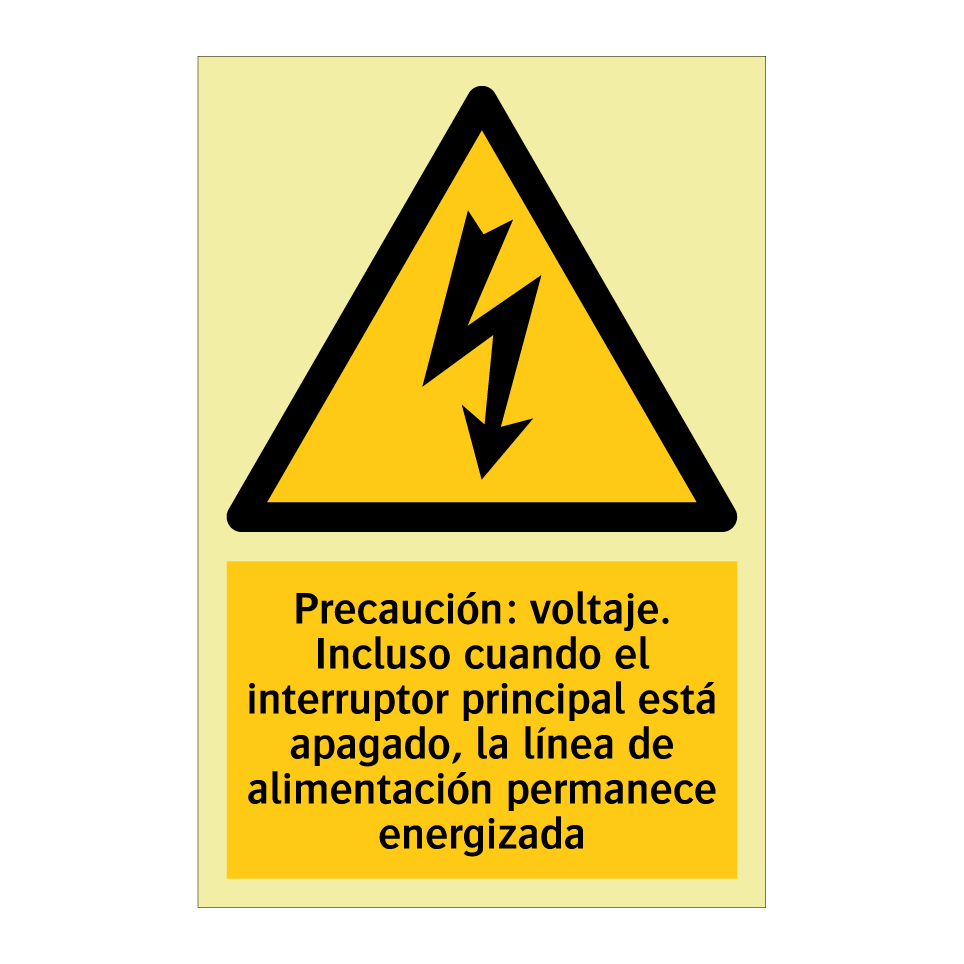 Precaución: voltaje. Incluso cuando el interruptor principal está apagado, la línea de alimentación permanece energizada