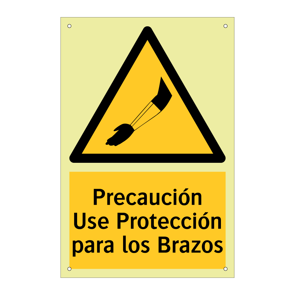 Precaución Use Protección para los Brazos