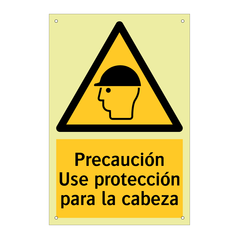 Precaución Use protección para la cabeza