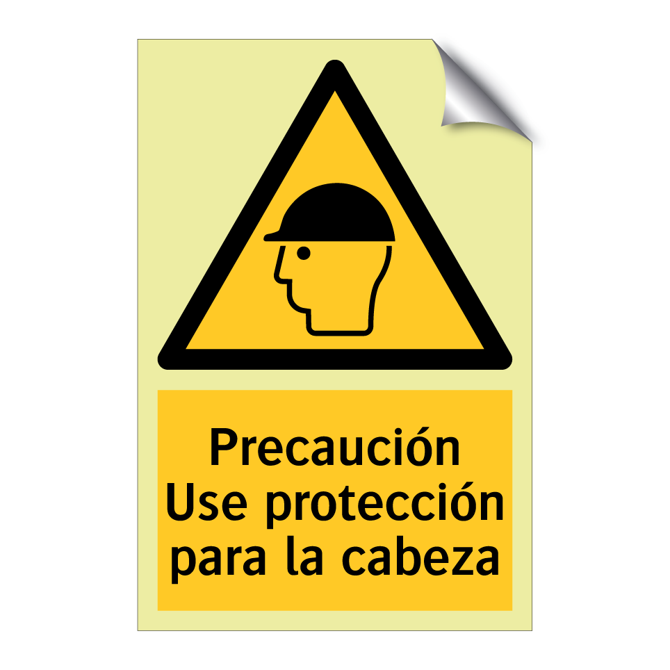 Precaución Use protección para la cabeza