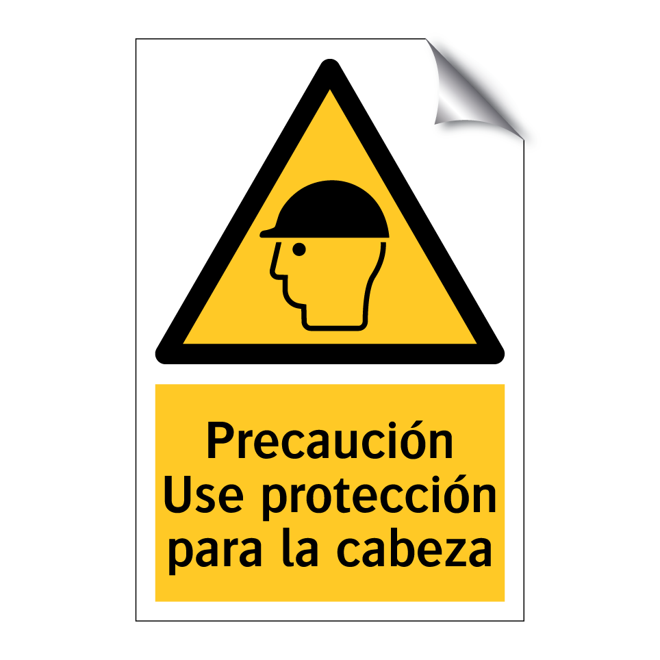 Precaución Use protección para la cabeza