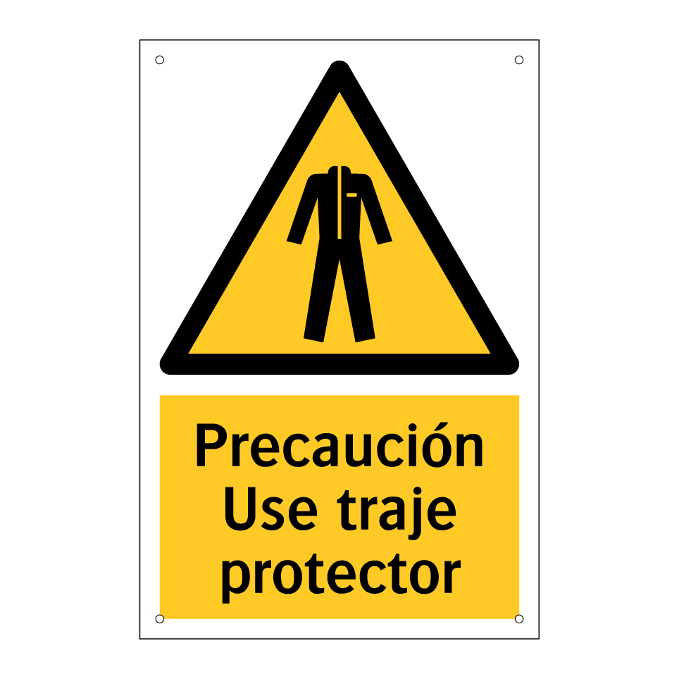 Precaución Use traje protector