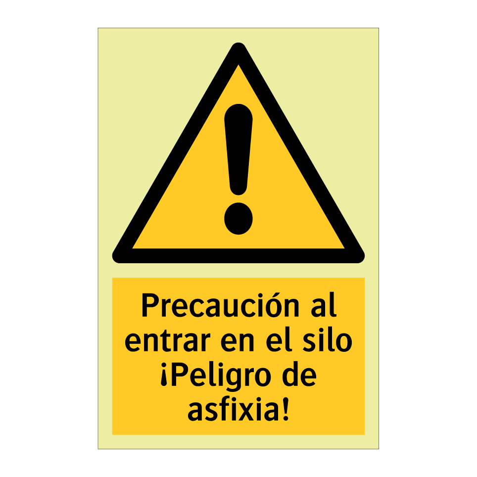 Precaución al entrar en el silo ¡Peligro de asfixia!