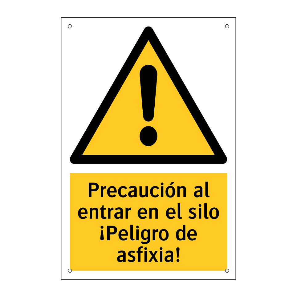 Precaución al entrar en el silo ¡Peligro de asfixia!