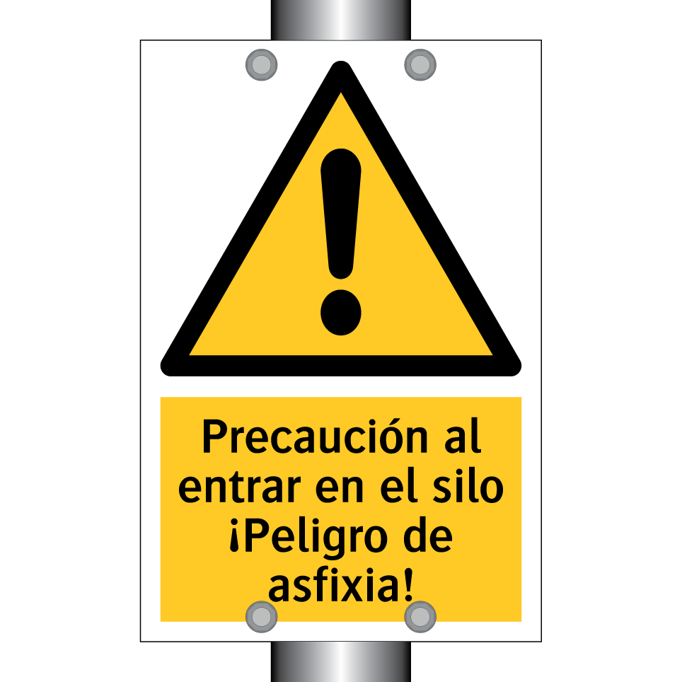 Precaución al entrar en el silo ¡Peligro de asfixia!
